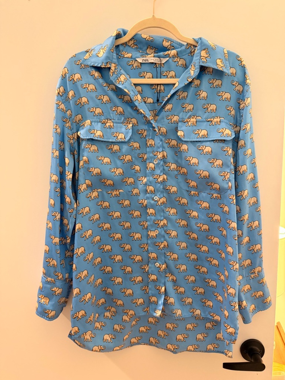 Zara Light Blue Elephant Print Shirt